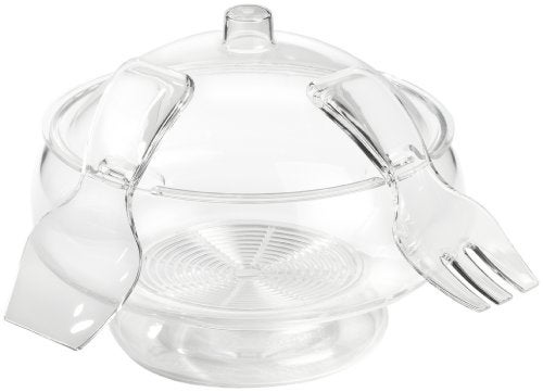 Prodyne Acrylic Salad Bowl & Servers  6 Qt  Off-white - Image 1