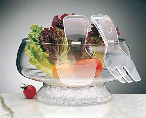 Prodyne Acrylic Salad Bowl & Servers  6 Qt  Off-white - Image 4