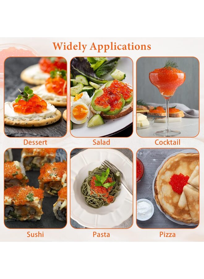 THE WHITE SHOP Caviar Maker Box, Spherification Dropper, Spherical Caviar Dispenser Rapid Popping Molecular Gastronomy Kit with Caviar Spoons, Suction Tray & Syringe - Image 4