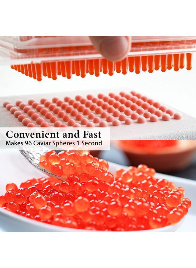THE WHITE SHOP Caviar Maker Box, Spherification Dropper, Spherical Caviar Dispenser Rapid Popping Molecular Gastronomy Kit with Caviar Spoons, Suction Tray & Syringe - Image 2