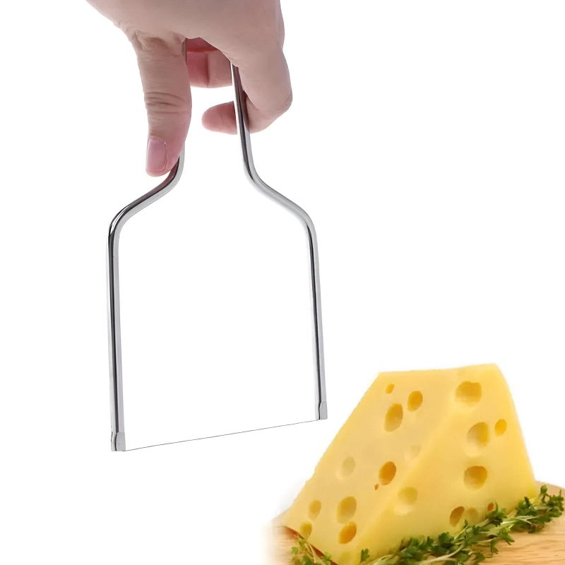 Slicer - Durable Stainless Steel Cheese Cutting Tool with Wire Y Type for Quick and Clean Slicing of Cream, Mozzarella, Cheddar, and Gourd Cheese Blocks Perfect for Home Kitchen Use (1PCS) - Image 1