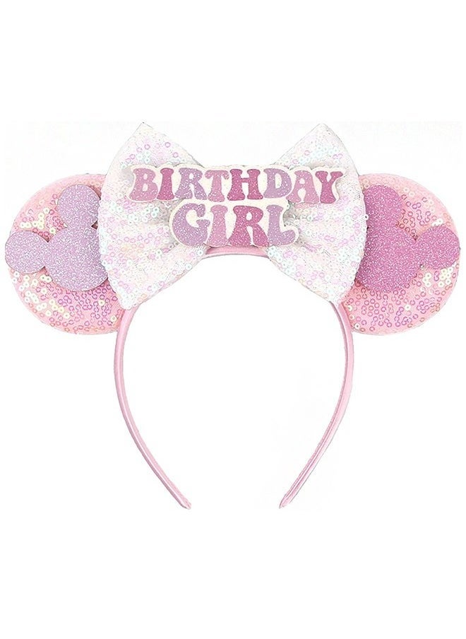 Generic Birthday Minnie Ears Headband  Birthday Party Crown Headband Glitter Crown For Girl  Birthday Party Supplies  Pink  - Image 1