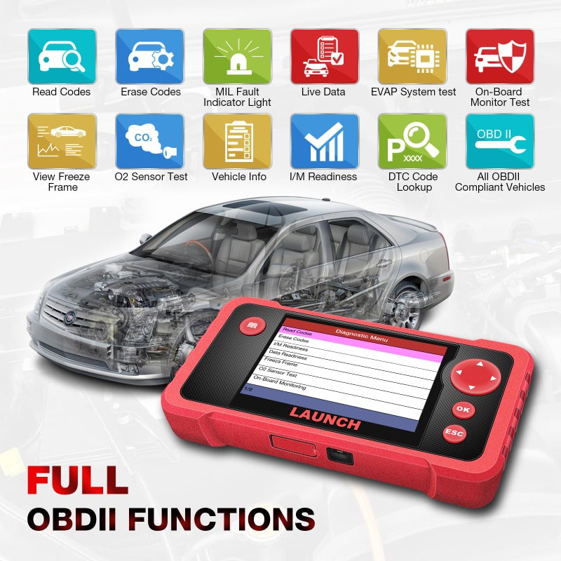 لانش إطلاق Crp123 V2.0 Elite Obd2 Scanner 2025 محرك جديد/ABS/Srs/أداة تشخيص سيارة ناقل الحركة مع إعادة ضبط الزيت/تكيف الخانق/Sas إعادة تعلم التحقق من قارئ رمز المحرك أداة مسح تحديث مجانية مدى الحياة - Image 2