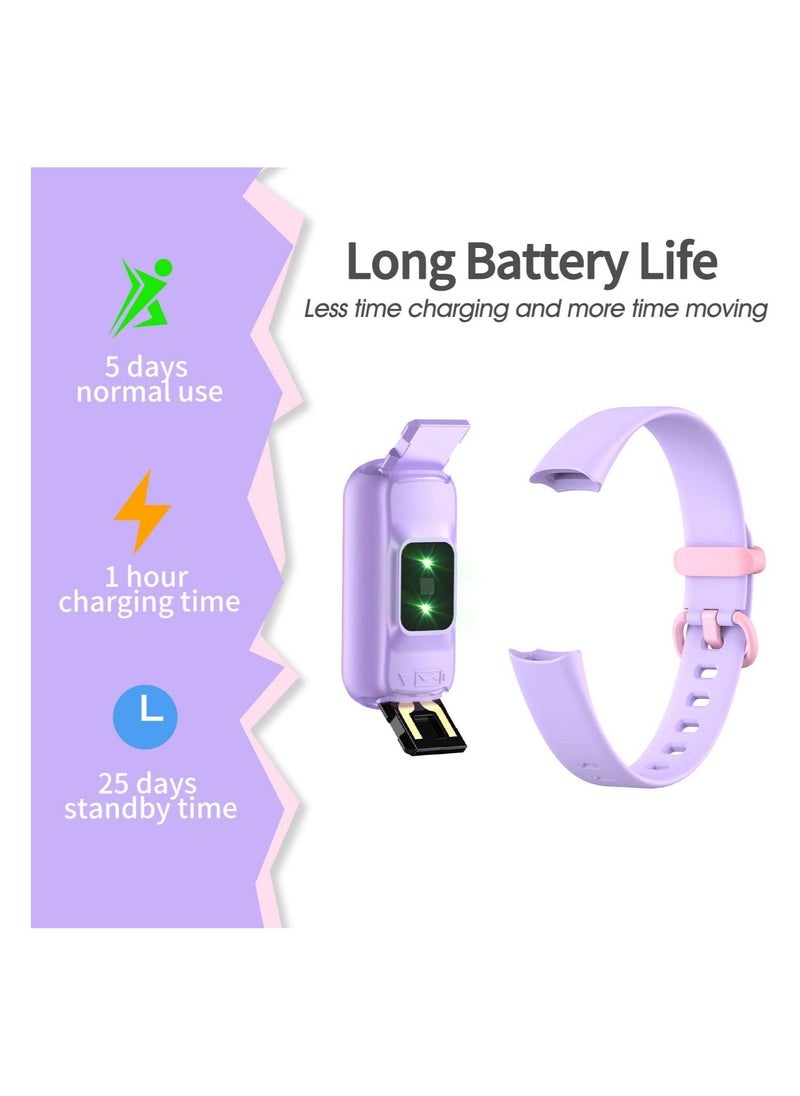 Fitness Tracker with Replacement Band for Kids Girls Boys Teens Age 5-16, Heart Rate Monitor, Activity Tracker, Step Tracker Counter Watch, Alarm Clock, Pedometer, Sleep Monitor