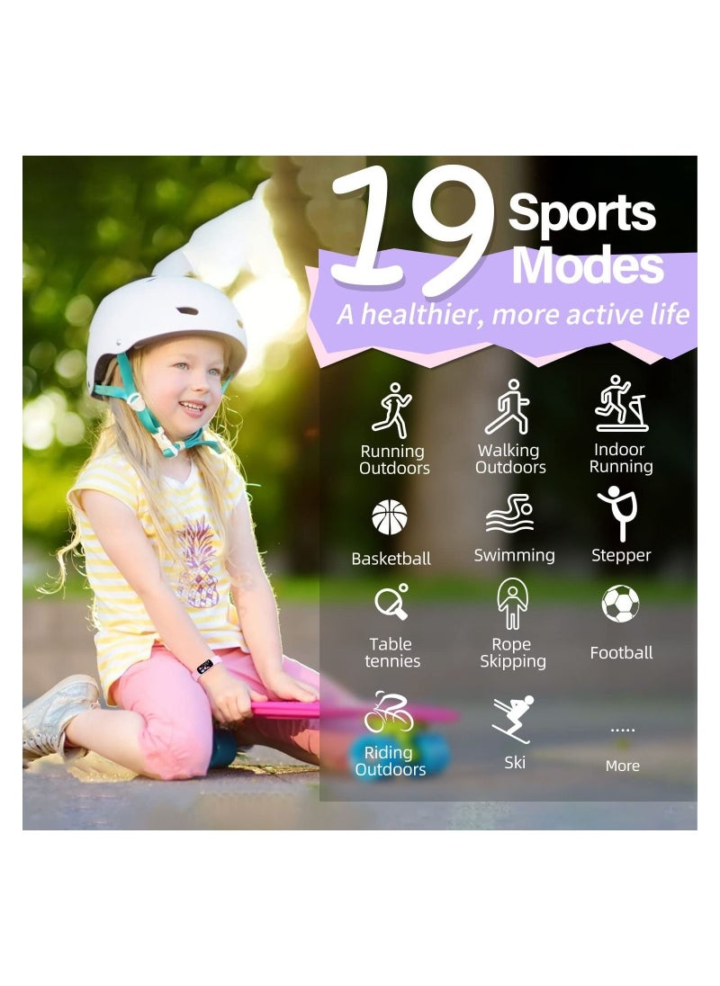 Fitness Tracker with Replacement Band for Kids Girls Boys Teens Age 5-16, Heart Rate Monitor, Activity Tracker, Step Tracker Counter Watch, Alarm Clock, Pedometer, Sleep Monitor