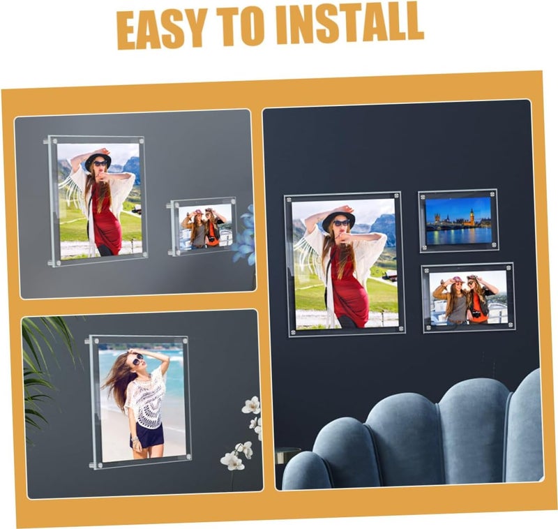 إطار صور أكريليك بحجم XL عائم للعرض على الحائط، ديكور منزلي ومكتبي لتجميع الصور - Image 3