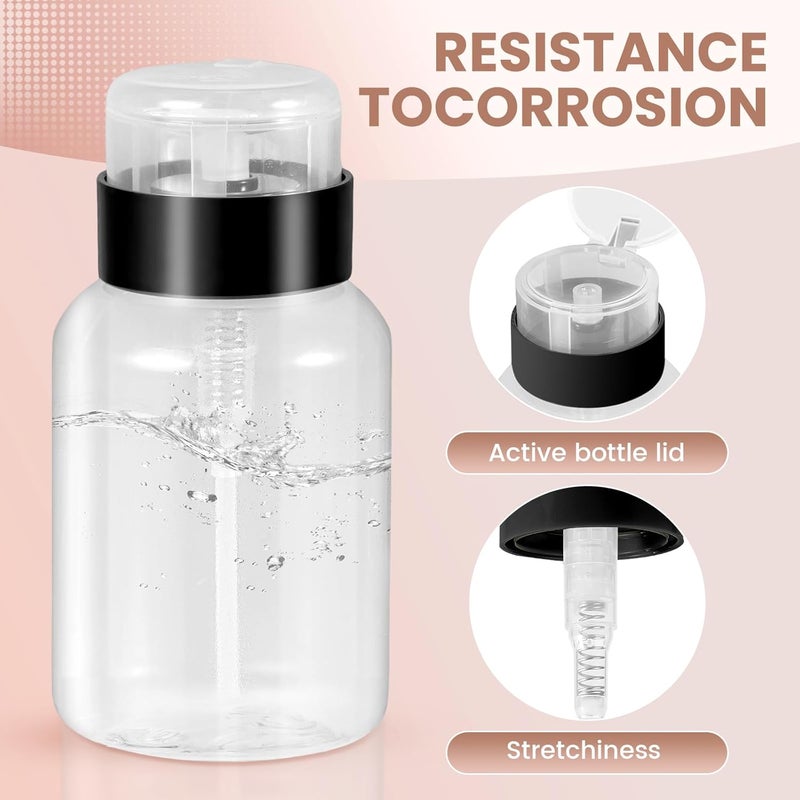 YAMYONE YAMYONE Plastic Pack Of 2 Push Down Empty Lockable Pump Dispenser Bottle For Nail Polish And Makeup Remover200Ml68OzBlack Top Cap  - Image 3