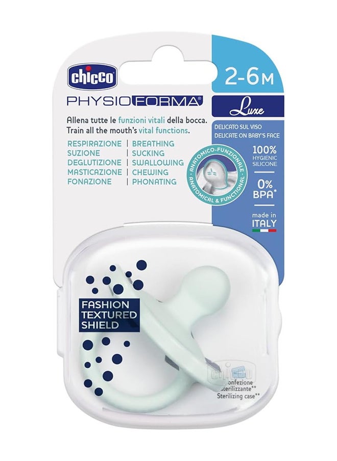 Chicco Pack Of 1 Physioforma Luxe Soft Silicone Soother, 2 - 6 M, Blue 