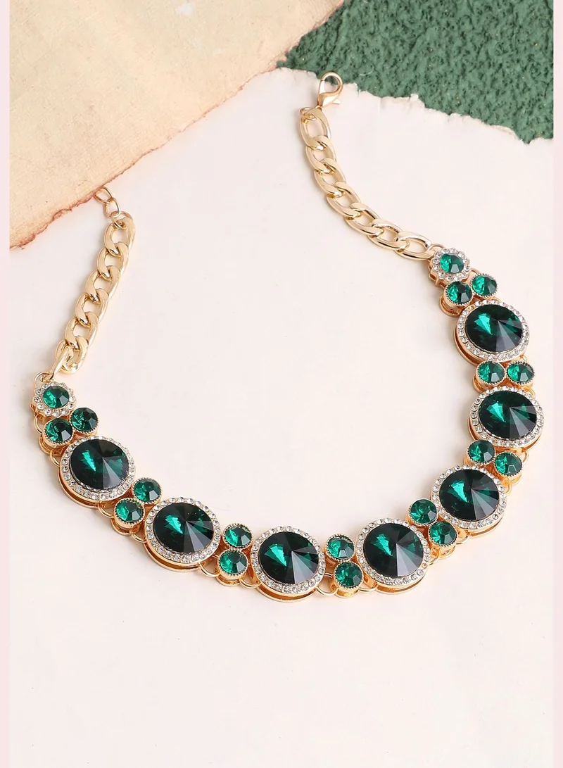 SOHI Silver Plated Party Designer Stone Statement Necklace For Women