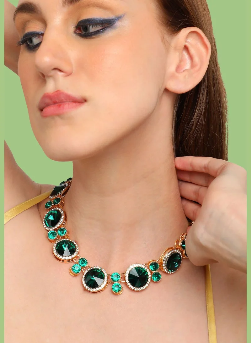 SOHI Silver Plated Party Designer Stone Statement Necklace For Women