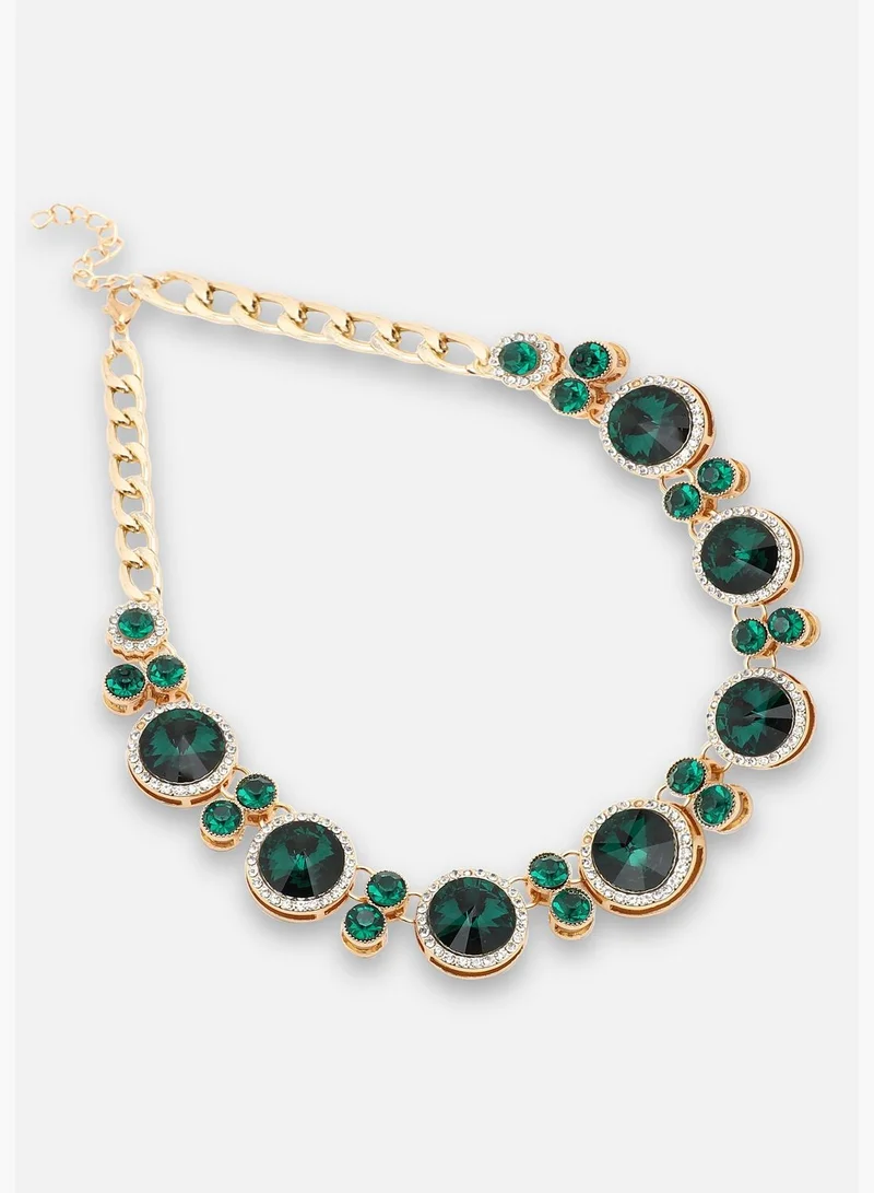SOHI Silver Plated Party Designer Stone Statement Necklace For Women