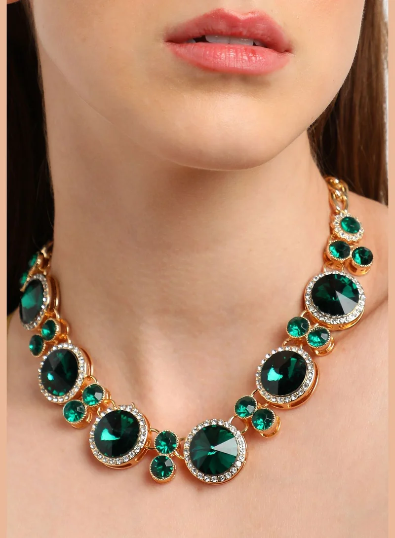 SOHI Silver Plated Party Designer Stone Statement Necklace For Women