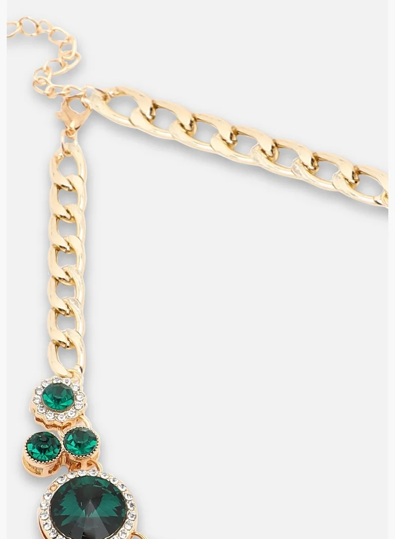 SOHI Silver Plated Party Designer Stone Statement Necklace For Women