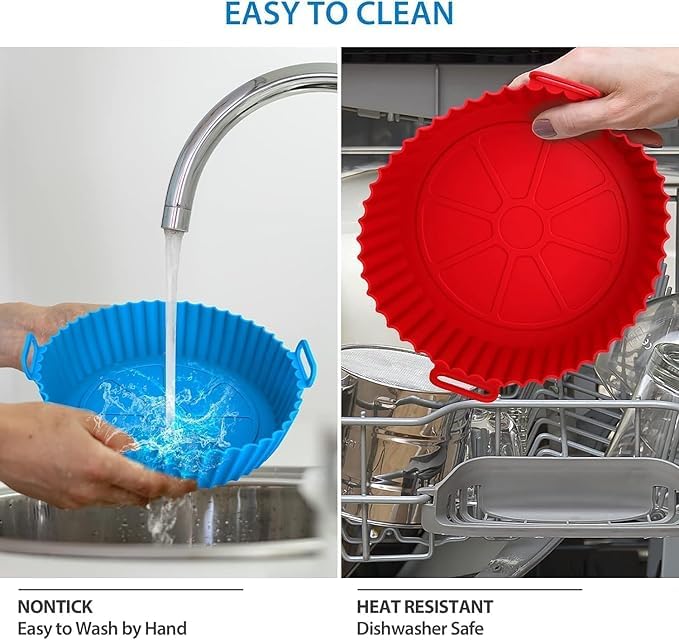 LEDHOLYT 2Piece Air Fryer Silicone Pot Liners 5Piece NonStick Silicone Spatula Set HeatResistant BPAFree Easy Clean Kitchen Tools  - Image 5