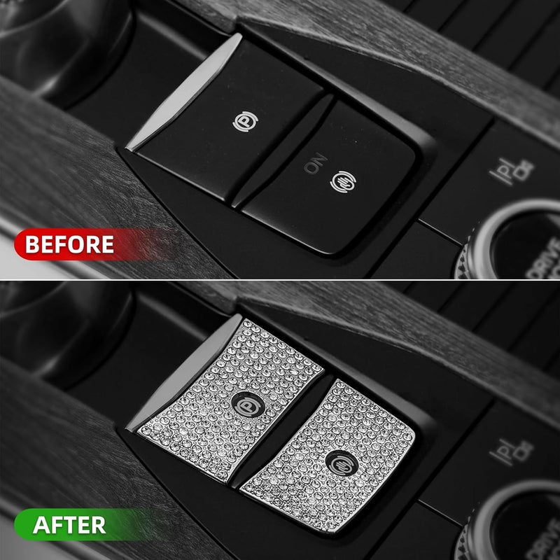 HHLOU Bling Crystal Electronic Brake and Start/Stop Button Sticker for Ford Explorer 2020-2024 - Image 2