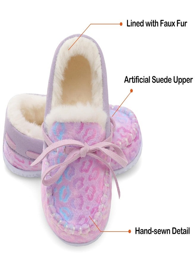 Scurtain Unisex Kids Moccasins - Toddler Slippers for Boys & Girls, Baby House Shoes Hot Pink Size 4 - Image 3