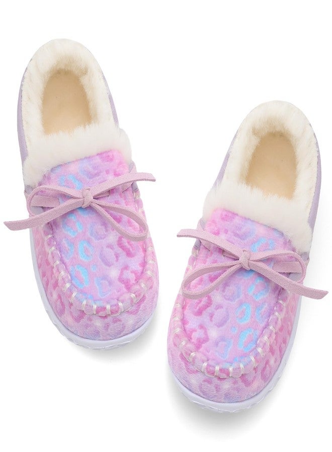 Scurtain Unisex Kids Moccasins - Toddler Slippers for Boys & Girls, Baby House Shoes Hot Pink Size 4 - Image 2