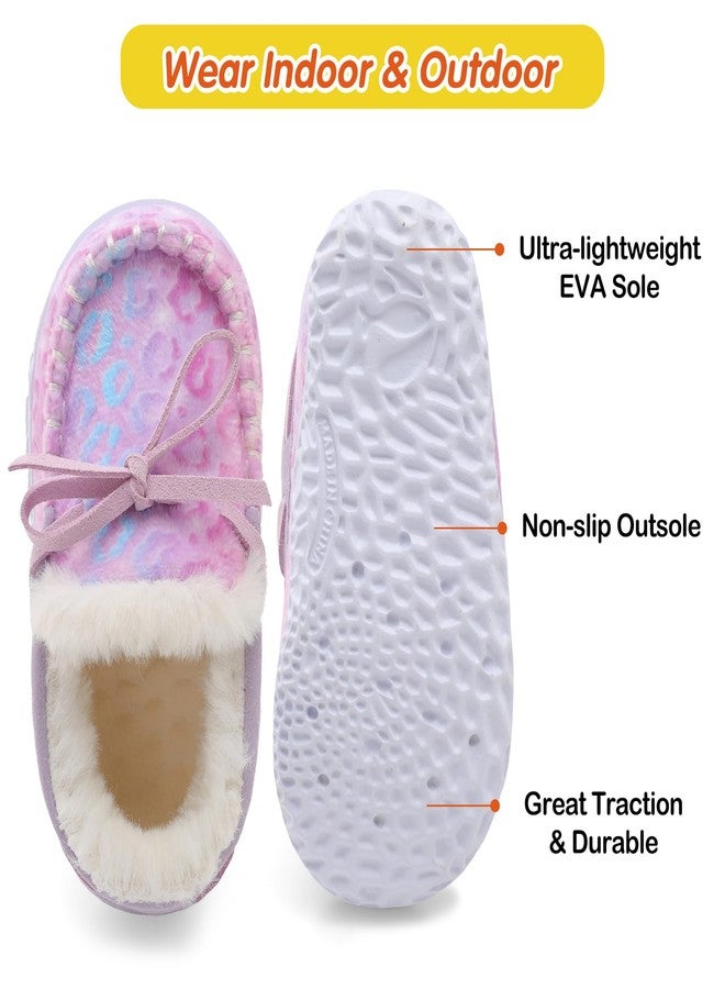 Scurtain Unisex Kids Moccasins - Toddler Slippers for Boys & Girls, Baby House Shoes Hot Pink Size 4 - Image 4