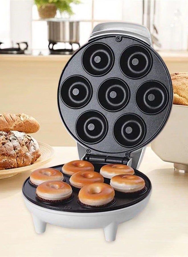 DUNISO صانع الدونات، صانع خبز كهربائي، صانع كعك، صانع وافل بـ 7 فتحات، سطح غير لاصق، تسخين مزدوج الجوانب، 750 واط، مناسب لمطابخ مطاعم الإفطار، 25 * 20 * 10 سم، أبيض - Image 1