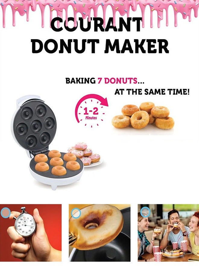 DUNISO صانع الدونات، صانع خبز كهربائي، صانع كعك، صانع وافل بـ 7 فتحات، سطح غير لاصق، تسخين مزدوج الجوانب، 750 واط، مناسب لمطابخ مطاعم الإفطار، 25 * 20 * 10 سم، أبيض - Image 5