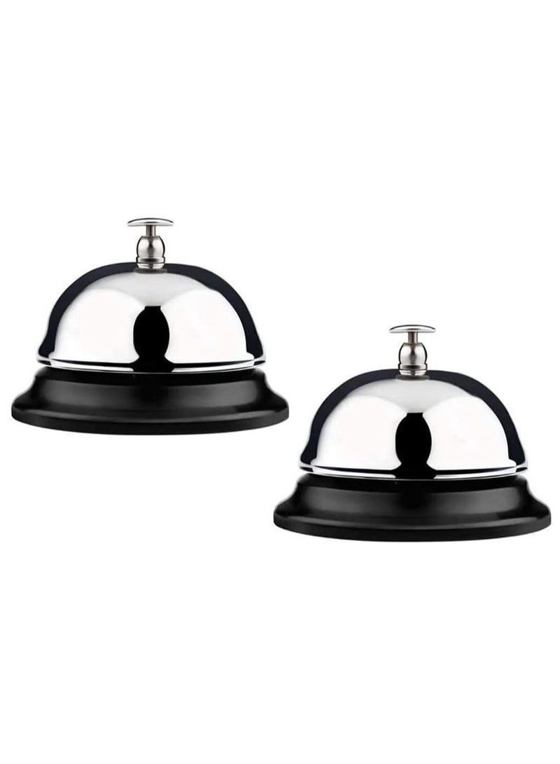Rubik Desk Call Bell 3.3 Inch Stainless Steel Service Bell for Elderly Home Hotels, Schools, Restaurants, Reception Areas, Hospitals, Warehouses (2 Pack) - Image 1