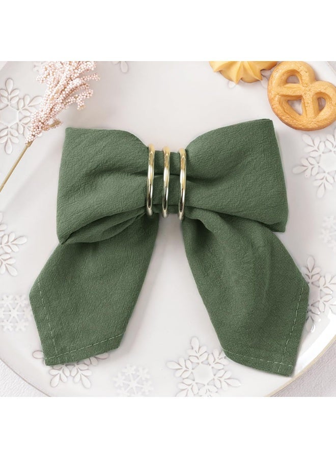 Set of 4 Olive Green Cotton Linen Napkins – Stonewashed Thick Dinner Napkins for Wedding, Party & Daily Use, Machine Washable Fabric Table Napkins - Image 3