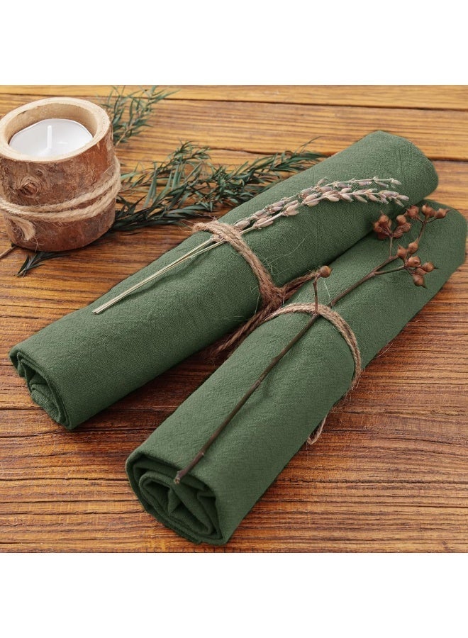 Set of 4 Olive Green Cotton Linen Napkins – Stonewashed Thick Dinner Napkins for Wedding, Party & Daily Use, Machine Washable Fabric Table Napkins - Image 5