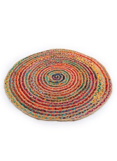 Raymond Jute Braided Boho Area Rug, Natural Hand Woven Jute Rag Rug - Farmhouse Reversible Rug Rustic Cotton Jute Rug Home Décor Vibrant Rag Rugs (152 cm x 152 cm - 5x5 Feet)  - Image 5