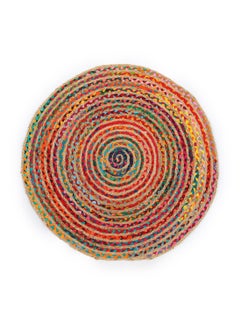 Raymond Jute Braided Boho Area Rug, Natural Hand Woven Jute Rag Rug - Farmhouse Reversible Rug Rustic Cotton Jute Rug Home Décor Vibrant Rag Rugs (152 cm x 152 cm - 5x5 Feet)  - Image 4