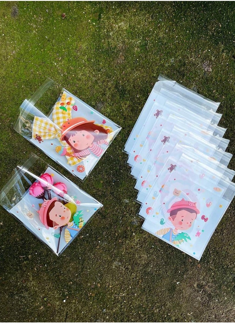 Generic Small gift bags with a cute cartoon design, suitable for cookies and all kinds of sweets for children, 50 bags  - Image 1