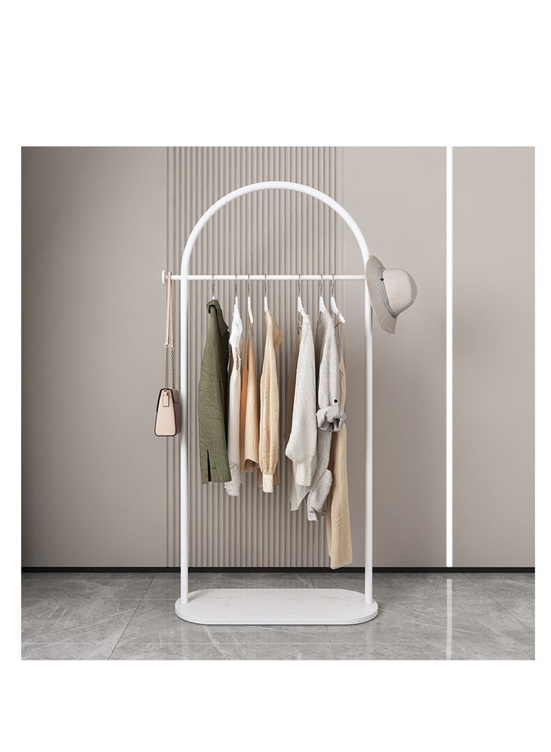 Loquat White Clothing Rack with Marble Base, Modern Gold Coat Racks Freestanding with 2 Hooks, Heavy Duty Clothes Rack, Coat Rack Stand for Entryway, Bedroom, Living Room, Boutiques - Image 2