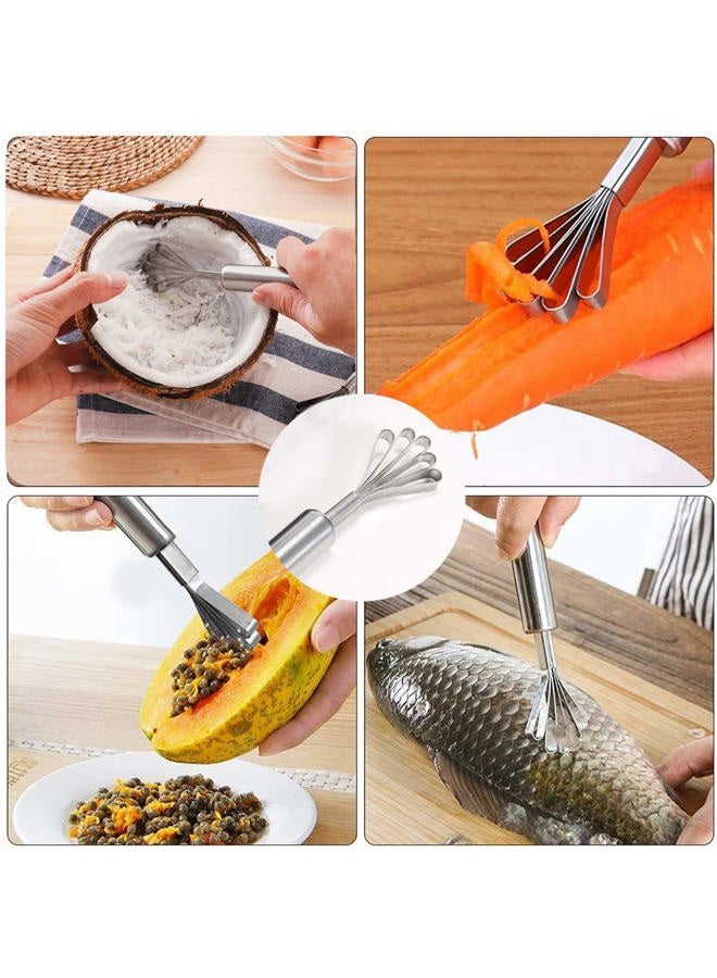 CJFocus Coconut Opener Tool Set, Safe & Easy to Open Young & Mature Coconuts Tool, Food Grade Stainless Steel Coco Nut Opener Kit with Rubber Mallet Meat Removal, Sc, Straw & Silicone Mat, ALL IN ONE Bag - Image 5