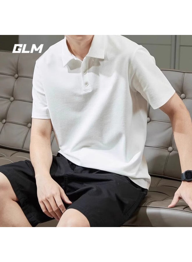Glm Men's Short Sleeve Breathable Summer Polo Shirt Quick Dry T-shirt Ice Silk Casual Sports Top Black XL - Image 4