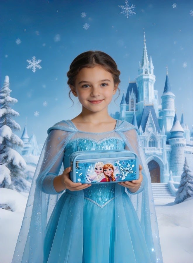 Frozen Elsa Anna Large Capacity Pencil Case with Double Zippers Cute Cartoon Stationery Organizer Pouch for Kids Girls School Daily Use Travel Birthday Gift Party Favor - Image 2