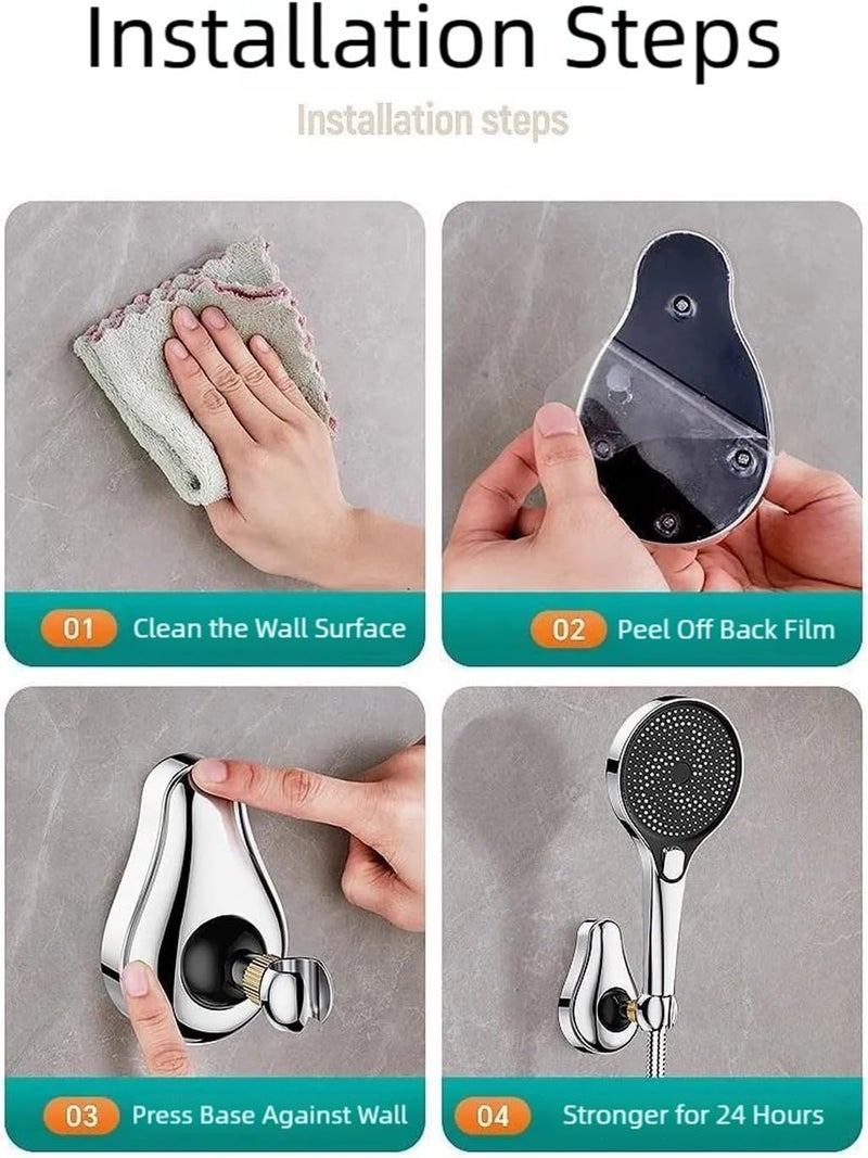 Strong Metal Shower Head Holder Allowing 720 & 45 Tilt Suitable for Flexible Sprays Control in Bathroom Not Drill Holder - Image 2
