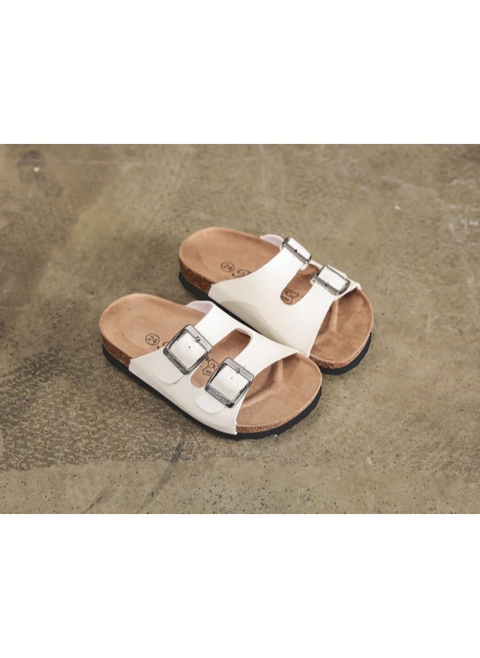 SänHahn - Boys Girls Anti Slide Sandals, Double Buckle Slip on Slide Sandals, Cork Slipper with Adjustable Straps for Little Kid/Big Kid - Image 1