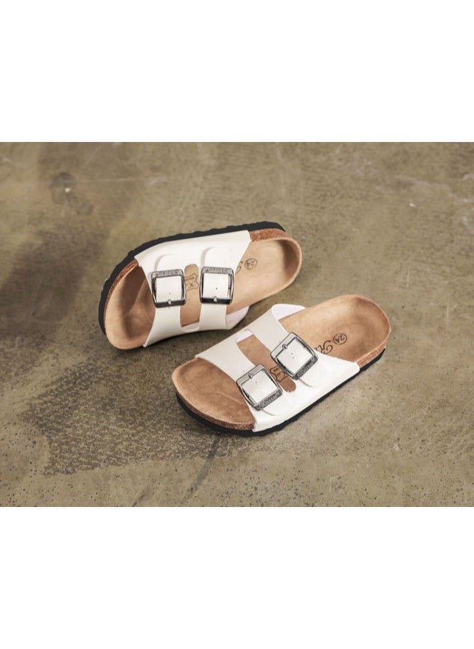 SänHahn - Boys Girls Anti Slide Sandals, Double Buckle Slip on Slide Sandals, Cork Slipper with Adjustable Straps for Little Kid/Big Kid - Image 1