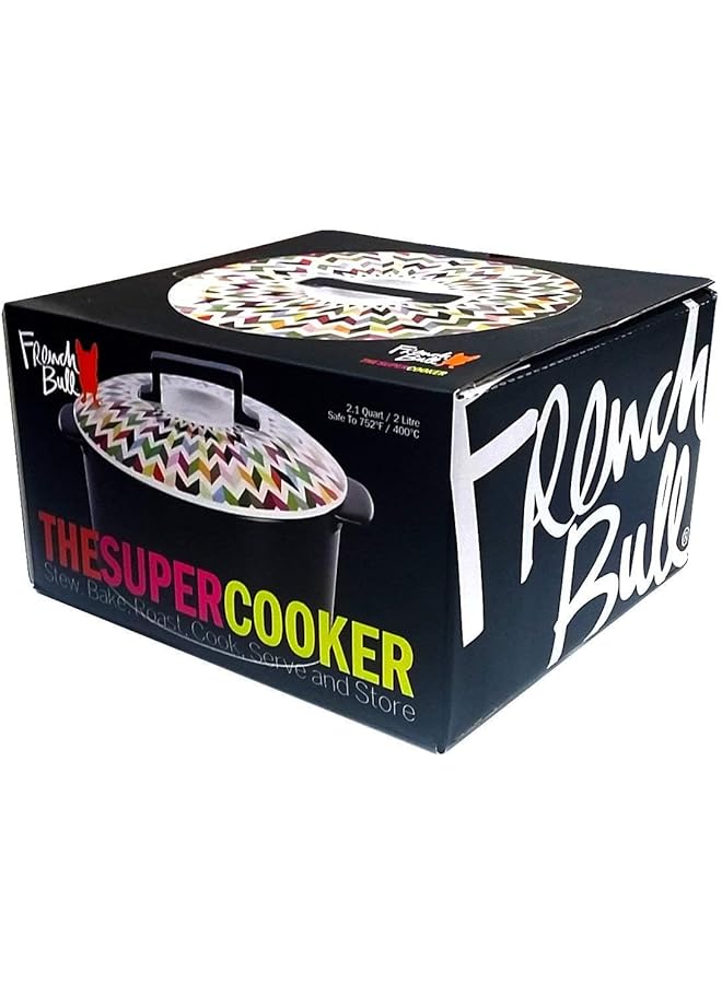 فرنش بول زيغي بلاك مع رسم متعدد الألوان 18 سم Nc Dn C18F مصنوع من البورسلين المطلي غير اللاصق مع غطاء ملون يستخدم في طباخات الغاز والكهرباء وأيضًا كأدوات فرن. - Image 2