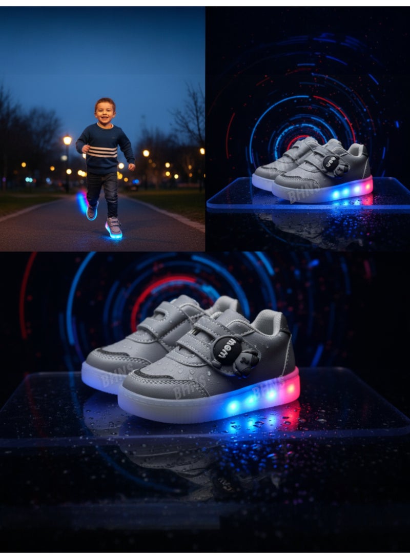 ستايلش جزمة أطفال مضيئة LED - خفيفة-  حذاء مضيء للأطفال بناتي ولادي تنور ، شوز بإضاءة للبنات و الاولاد للأطفال تضيء مقاسات 20-25، تصميم خفيف ومضادة للانزلاق مريح سهل الارتداء شوز اطفال حذاء اطفال للمشي جزم اطفال ابو لمبة - Image 2