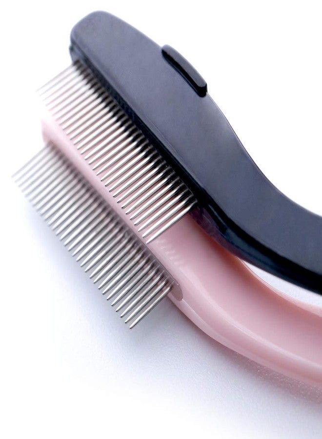 G2PLUS 4PCS Folding Eyelash Comb, Eyebrow Comb Metal Teeth, Eyelash Separator Comb, Eyelash Brush and Comb, Professional Tool for Define Lash & Brow (Pink+Black) - Image 4