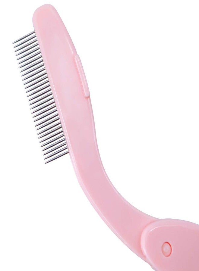 G2PLUS 4PCS Folding Eyelash Comb, Eyebrow Comb Metal Teeth, Eyelash Separator Comb, Eyelash Brush and Comb, Professional Tool for Define Lash & Brow (Pink+Black) - Image 5