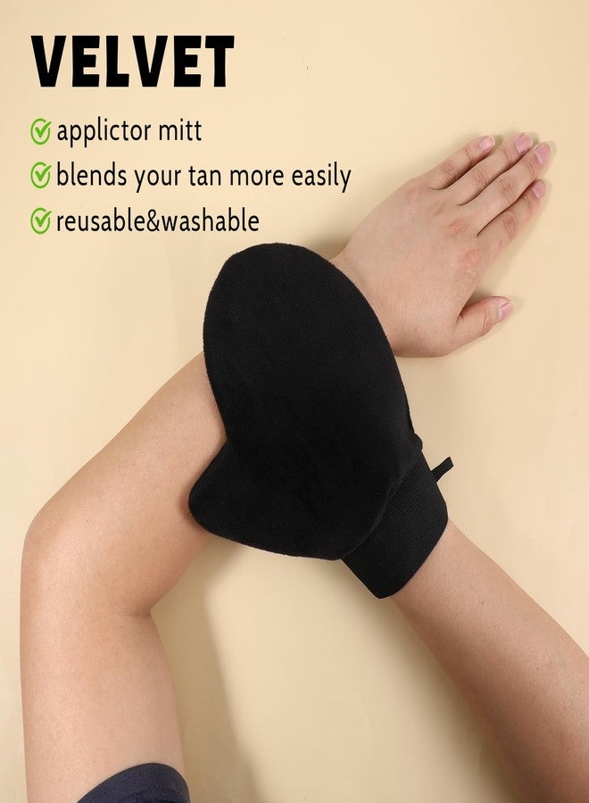 Apausvcm Self Tanning Mitts, Back Self Tanner Applicator Double Sided Reusable Sunless Tanning Mittens 4 in 1 Tanner Gloves with Thumb for Tan Lotion - Image 5