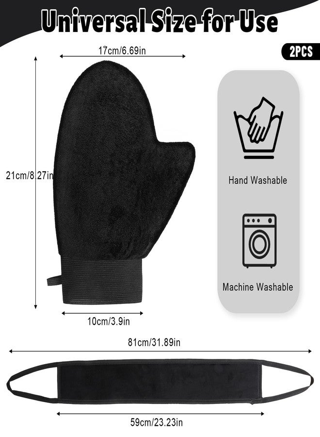 Apausvcm Self Tanning Mitts, Back Self Tanner Applicator Double Sided Reusable Sunless Tanning Mittens 4 in 1 Tanner Gloves with Thumb for Tan Lotion - Image 2