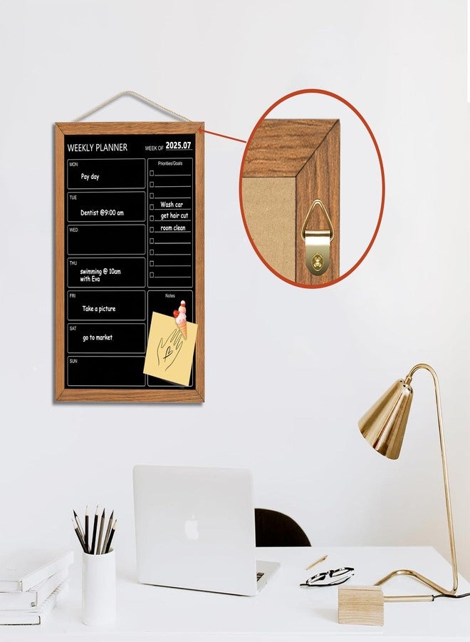 Umtiti Calendar Weekly Chalkboard, 10.6" * 14.6", Magnetic Surface Rustic Brown Solid Pine Wood Frame Black Board for Office, School and Home(ZLHB-QZ-2737) - Image 4