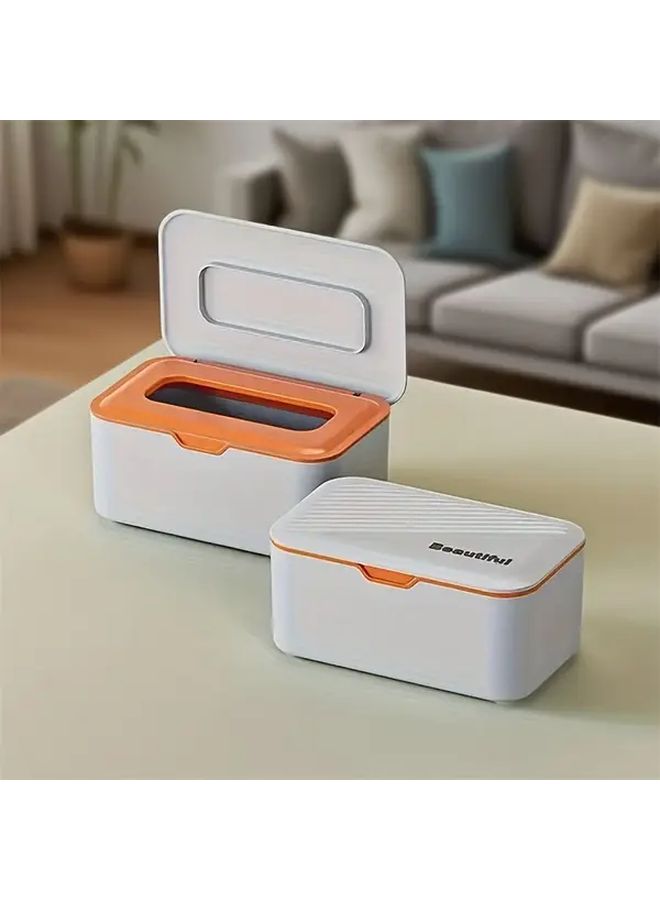 Orange Elegant Multi Functional Tissue Wet Wipe Holder With Secure Seal Cover Dust Proof Plastic Organizer For Bathroom Bedroom Office Compact Space Saving Design - Image 5
