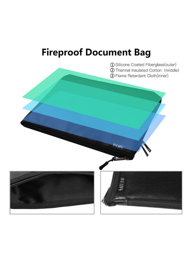 NIBEMINENT Fire and Water Resistant Expandable Document Bag Black  - Image 3