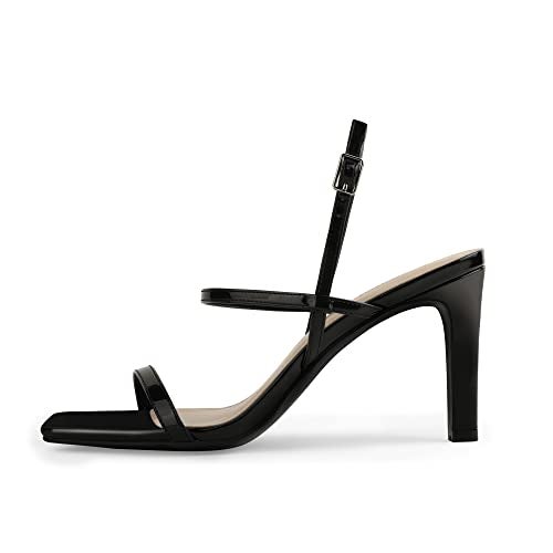 Modatope Black Sandals for Women Open Toe Strappy Sandals Heels Ankle Strap Heels Sandals Size 6 - Image 2