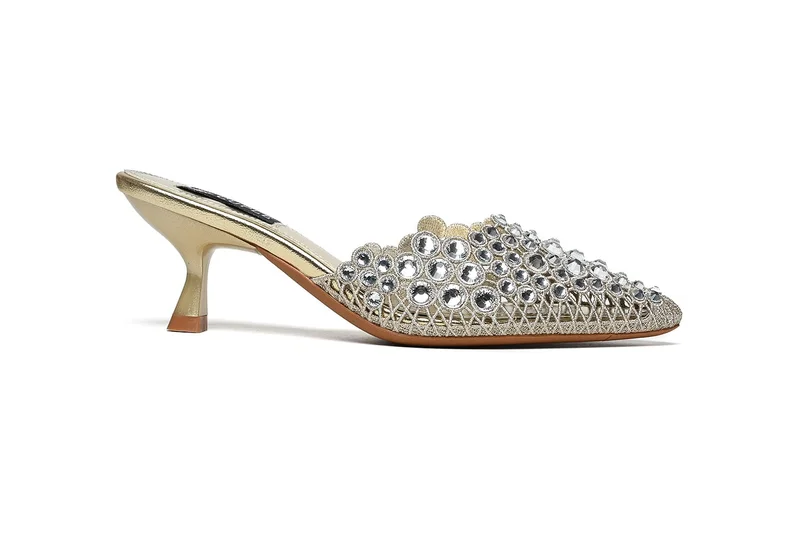 Embellished Mid-heeled mule