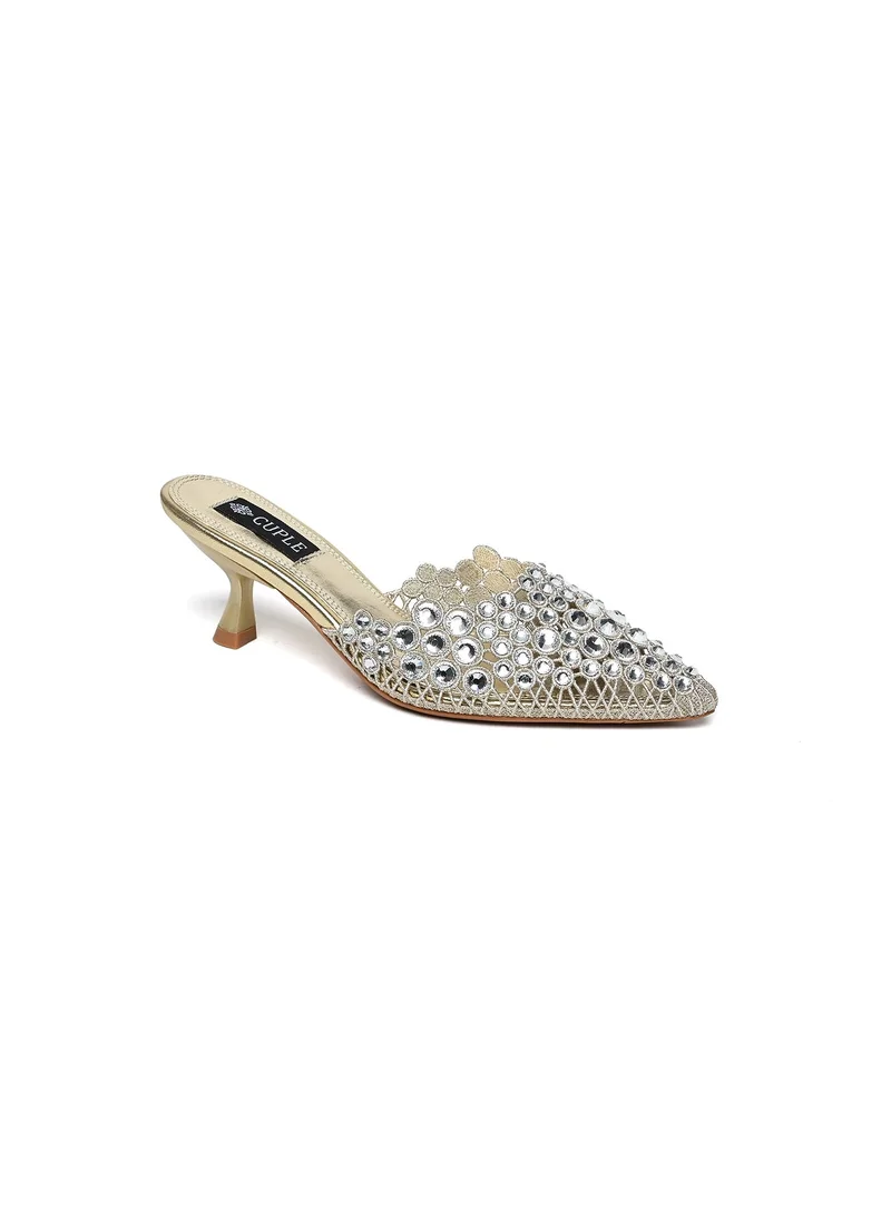 Cuple Embellished Mid-heeled mule