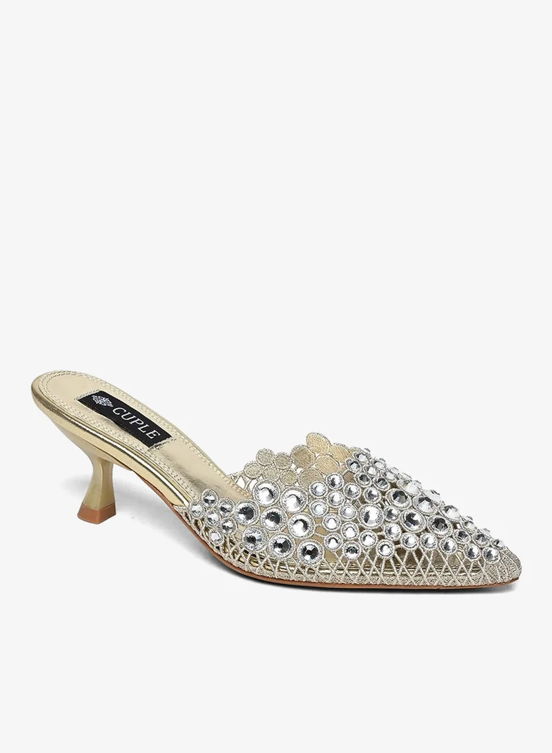 Cuple Embellished Mid-heeled mule